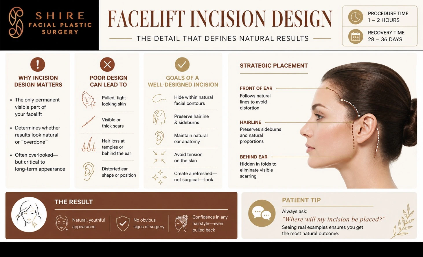 Infographic of Facelift Incision Design